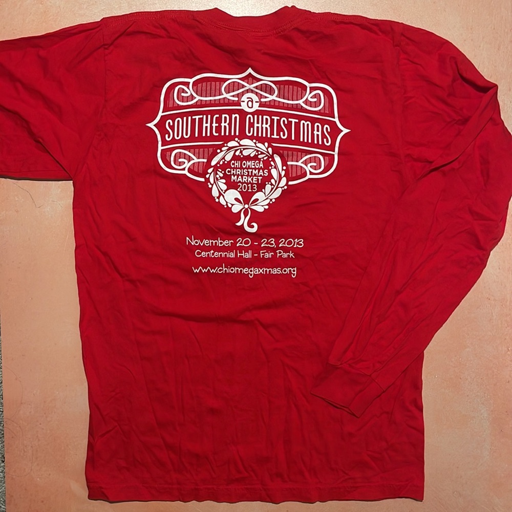 Chi Omega Christmas Market Sorority Greek Life College Event Long Sleeve Tee - M